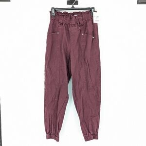 Frayed Tapered Leg Paperbag Pant Maroon 27 hipster retro gorpcore casual 90s